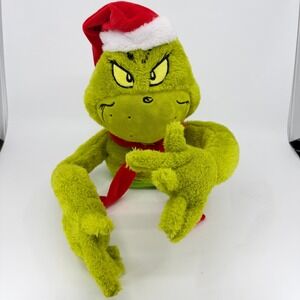 Dr Seuss The Grinch Christmas Hand Puppet Plush Santa Hat A20719 12 inch 2024